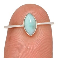 Natural Genuine Larimar - Dominican Republic 925 Silver Ring s.6.5 CR72203