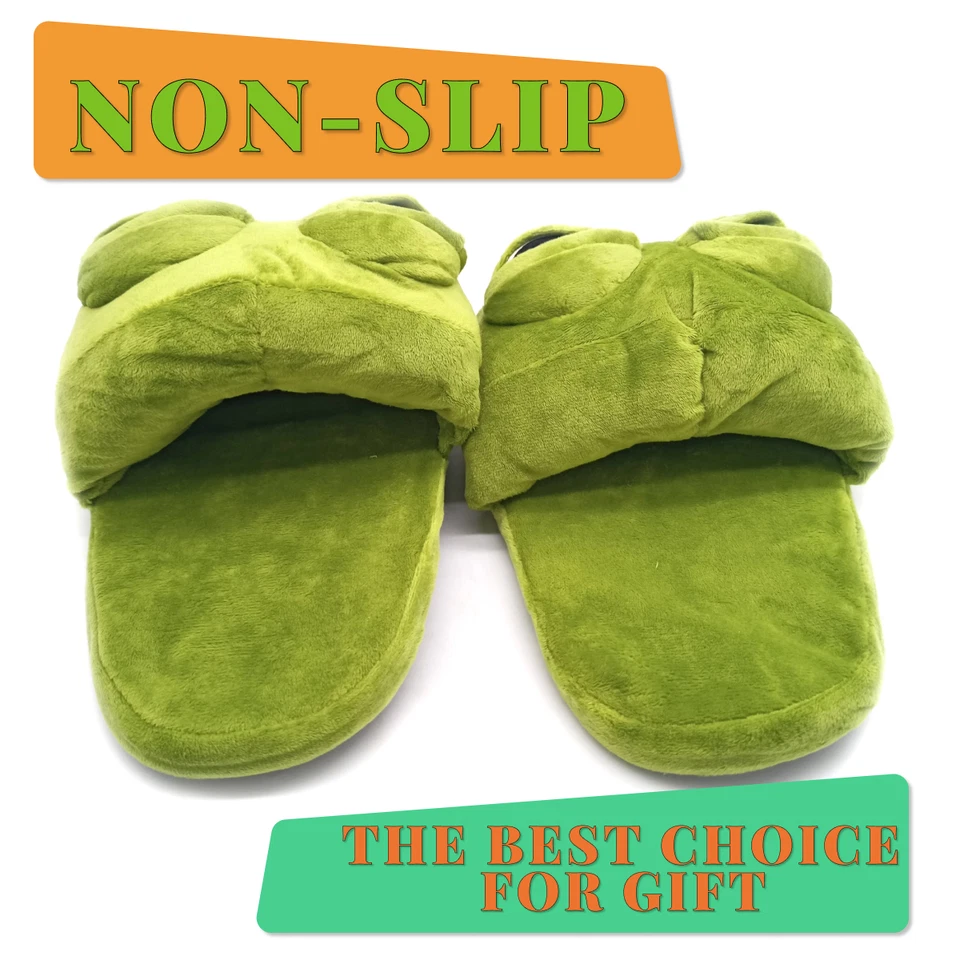 Zapatillas de Peluche Pepe La Rana Acogedoras Lindas Animales Divertidas Unisex para Adultos Casa Foto 3 de 4