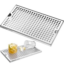 Beer Drip Tray, 304 Stainless Steel Kegerator Drip Trays with 4 Non-Slip Rubber