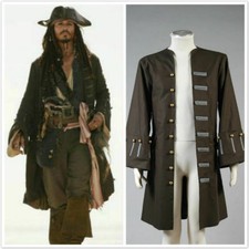 Pirates of the Caribbean Jack Sparrow Halloween COSplay Costume Coat Outfit Suit