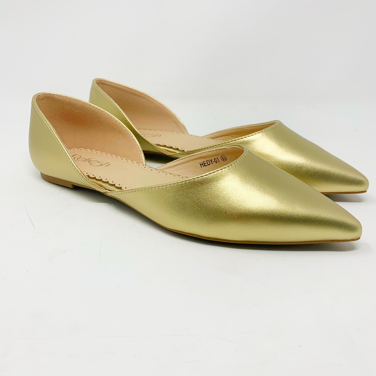 Brand New Refresh Hedy-01 Gold Ballerina Pointed Toe Flats Size