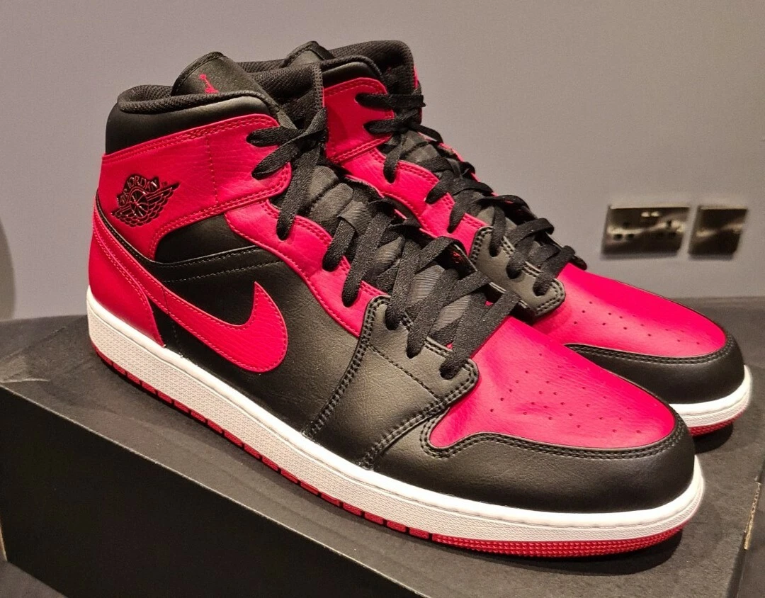100 Authentic Jordan 1 Mid Banned Reverse Bred UK 16 US 17 EUR 51.5 554724074