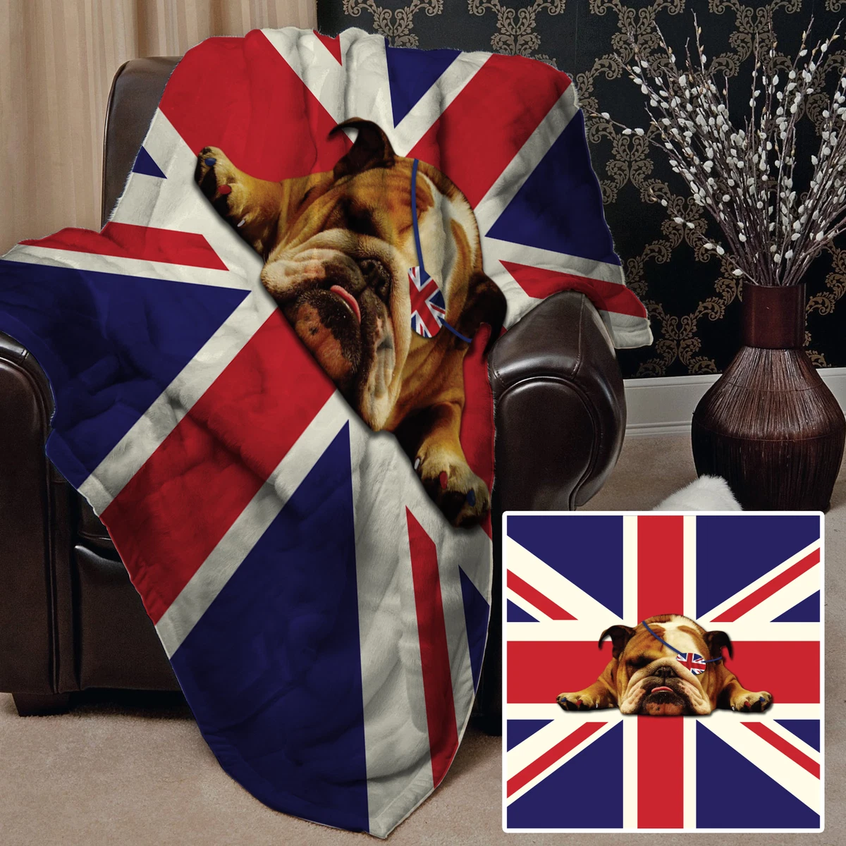 English bulldog fleece blanket cheap
