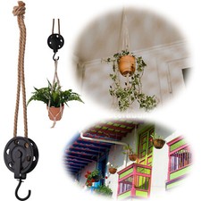 Loft Flaschenzug Schiffsblock 56cm Seil Umlenkrolle Wandhaken Seilzug Vintage