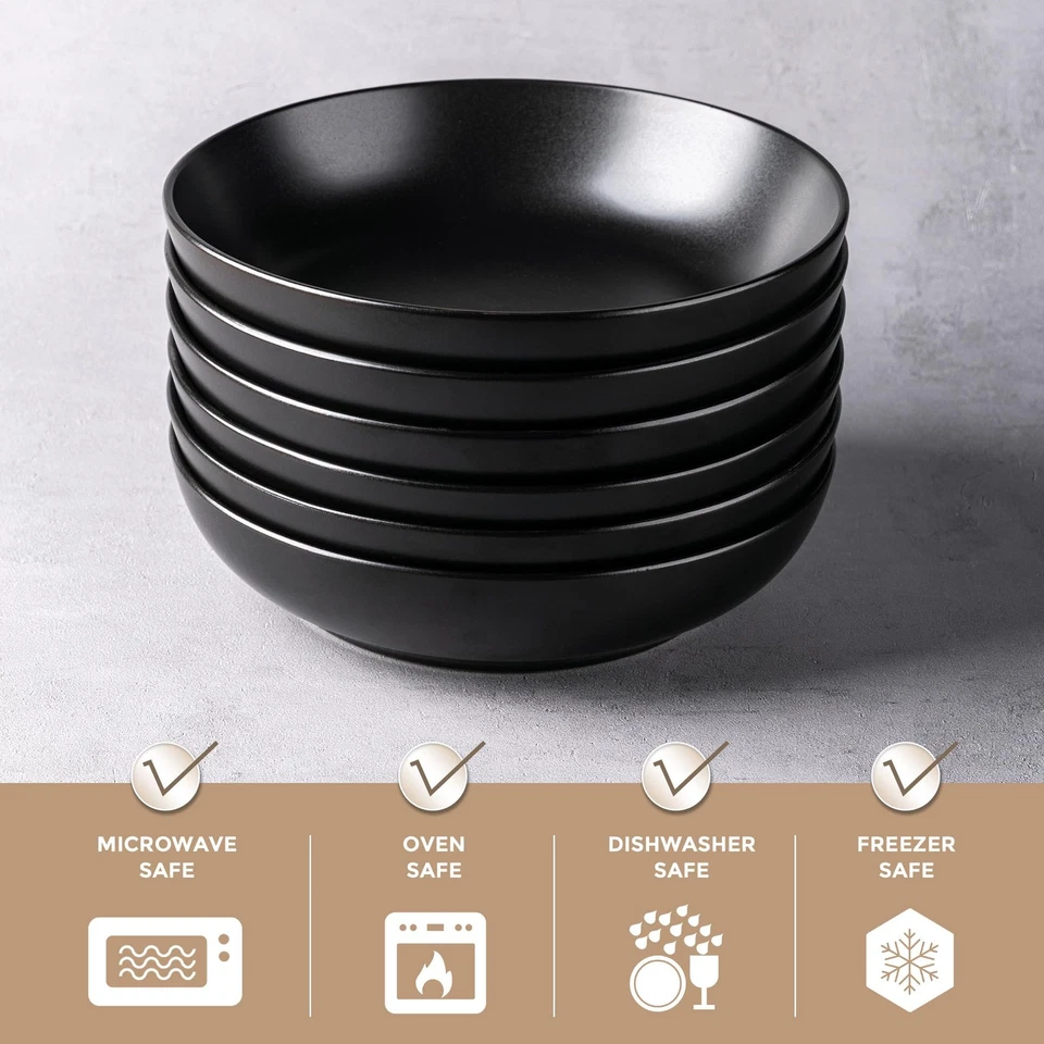 8.5 Inch Stoneware Pasta Bowls, 32oz Large Bowls Set of 6 for Kitchen, Wide B... - Image 3 of 4