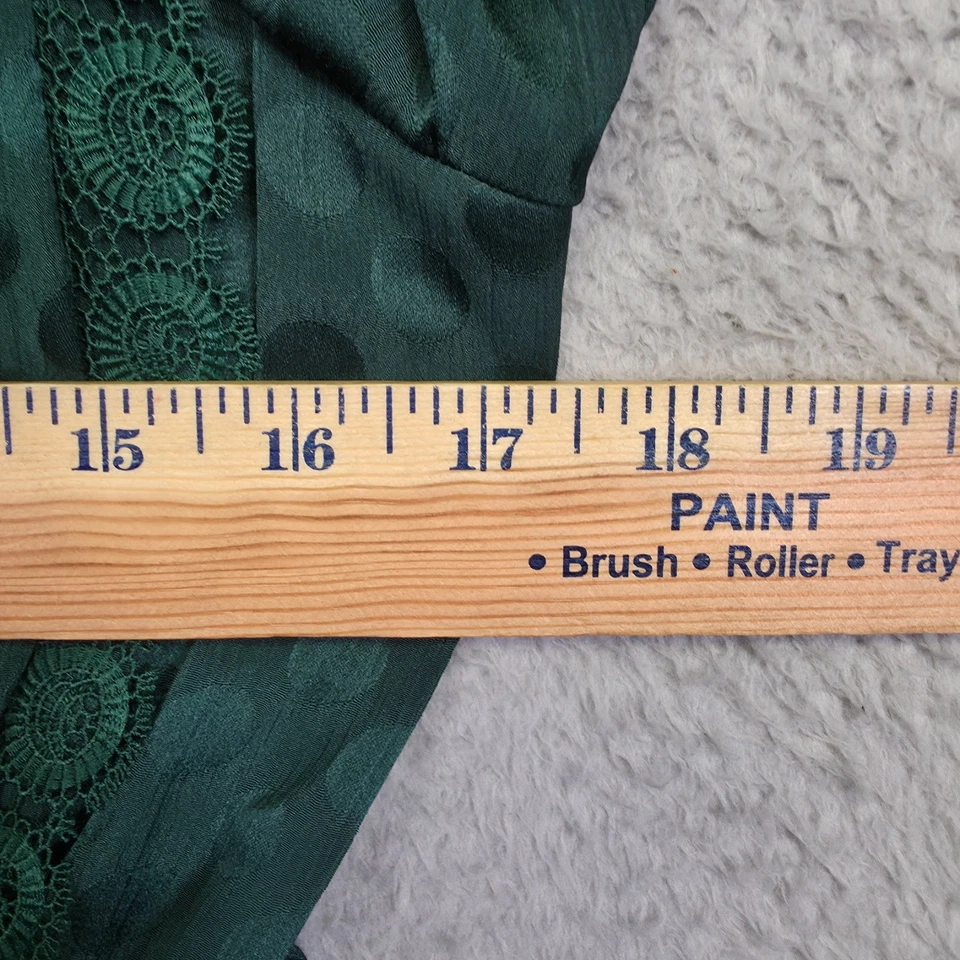 Max Studio Maxi Dress Women M Green Polka Dot Floral Lace Tiered Prairie Elegant - Image 4 of 4