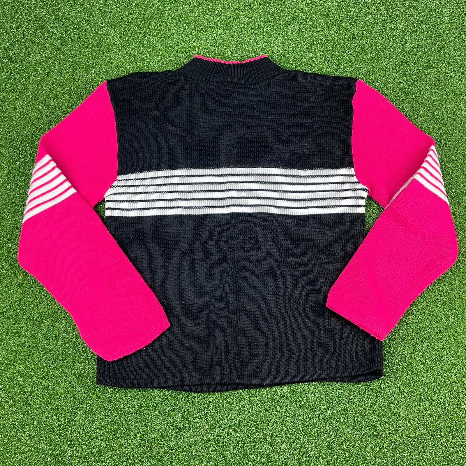 Vintage Basic Editions Black Pink Waffle Knit Cre… - image 3