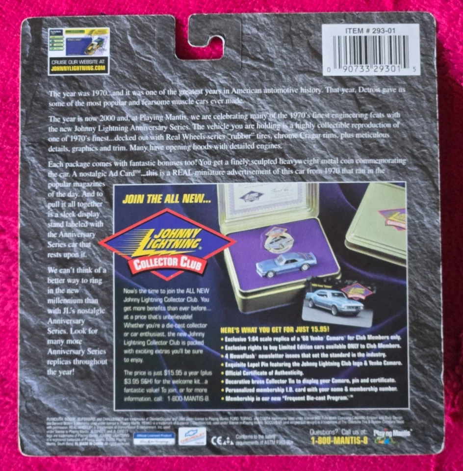 Johnny Lightning serie aniversario 1970 Plymouth Superbird fundido a presión 1:64 TK Foto 2 de 2