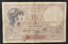 France 5 Francs banknote, purple, dated 13/07/1939 J.58119 Ref F.04/01