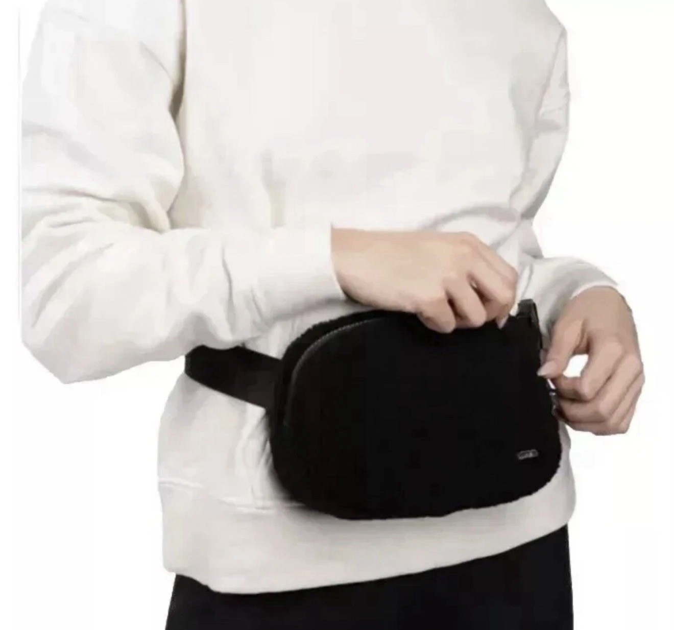 Lole Fleece Belt Bag Unisex One Size Black Two-Way Zipper Lightweight NWT