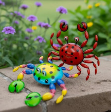 Handmade Metal Colorful Crab Sculpture  Seacreature Garden Decor