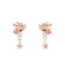 Disney Winnie the Pooh Silver Earrings Pink Gold Coating Honey Drop Zirconia