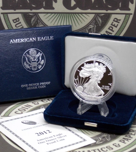 2012 "W" PROOF American SILVER Eagle $1 Box & COA East Coast Coin & Collectables
