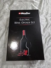 NIB Mueller Electric Rechargeable Wine Opener Set W/ Corkscrew & Accessories