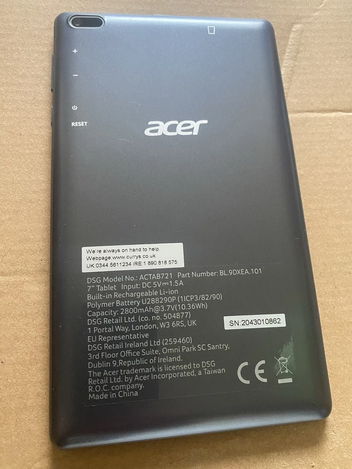 ACER ACTAB721 7" Tablet 16GB, Wi-Fi - Grey -not Working - Image 2 of 2