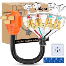 Nilight 50 Amp to 110V RV Adapter Cord 50 14-50P 5-15R/5-20R 4Prong