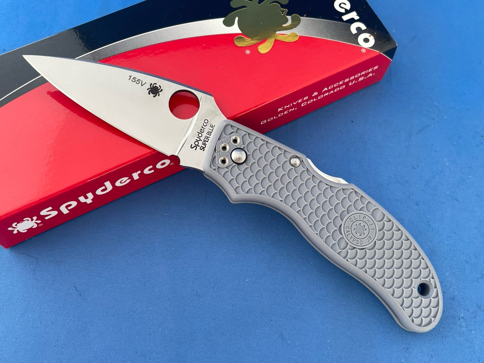 Spyderco C52FPGYE Calypso Jr Knife Aogami Super Blue Gray FRN 2018 Sprint #155V