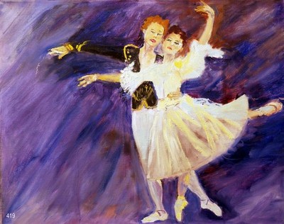 ''Two Dancers'' #419- Original Oil Painting by Julia Lu 16''x20''