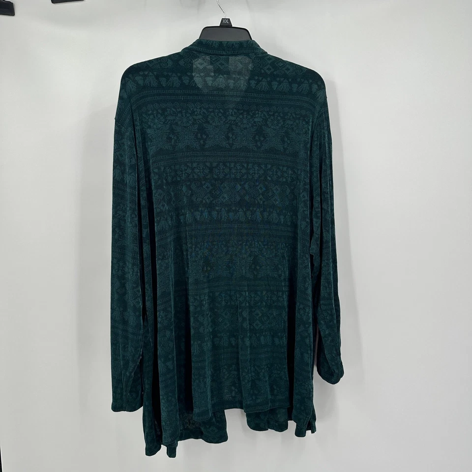 Top de viaje Citiknits para mujer talla 2X verde azulado con textura minimalista tejido Foto 2 de 4