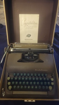 Smith Corona Sterling 5A Portable manual typewriter With Case Works Well