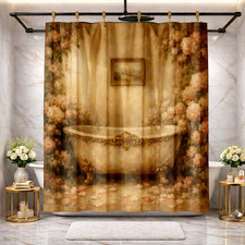 Pink Roses for Elegant Bathroom Decor Shower Curtain 72x72 Polyester Material