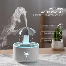 Raindrop Humidifier Essential Oil Diffuser 7-Color LED Light Imitate Rain Hot