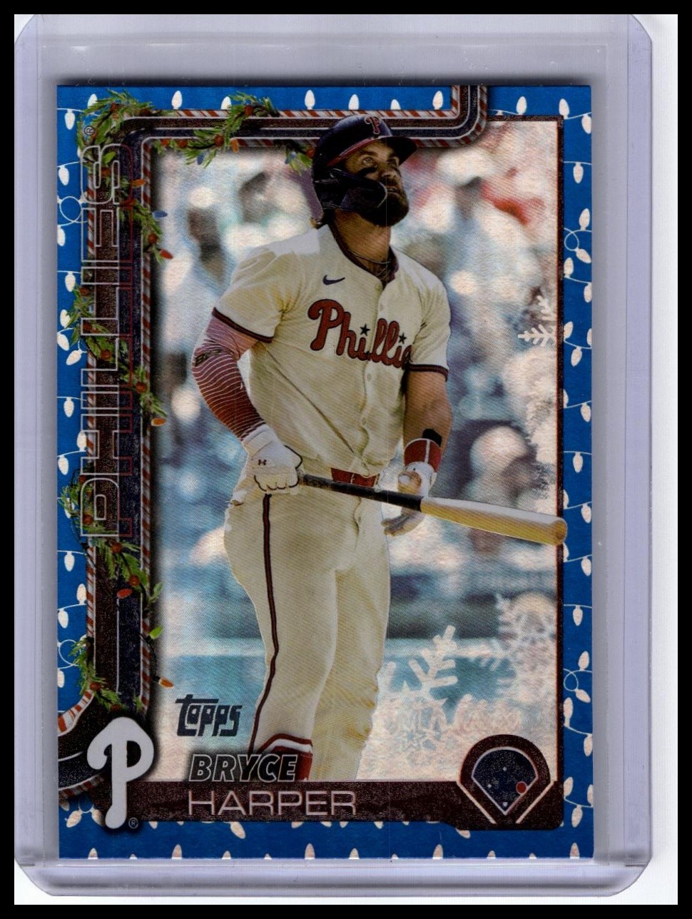 2025 Topps Holiday #H69 Bryce Harper Blue Metallic Holiday Lights