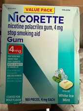 Nicorette Gum 4 MG White Ice Mint 160 Pieces NEW EXP 2027/11 
