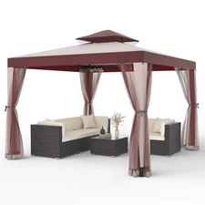 Patio Gazebo Tent Outdoor Canopy Shelter 10'x10' w/ Removable Netting for Garden