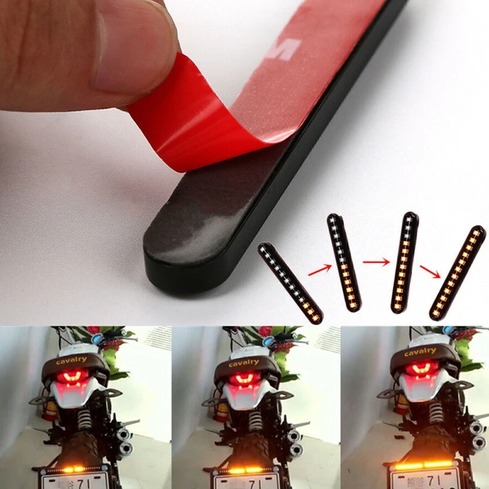 Luz ámbar motocicleta agua corriente intermitente 12 LED matrícula lámpara cola Foto 2 de 4