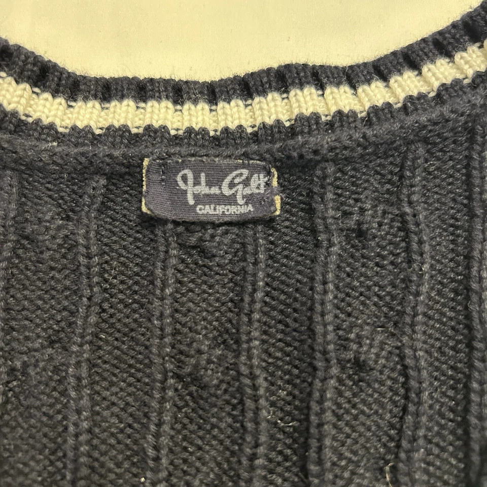 John Galt Cable Knit Sweater Vest Preppy Collegiate Style Navy Blue Size Small - Imagem 4 de 4