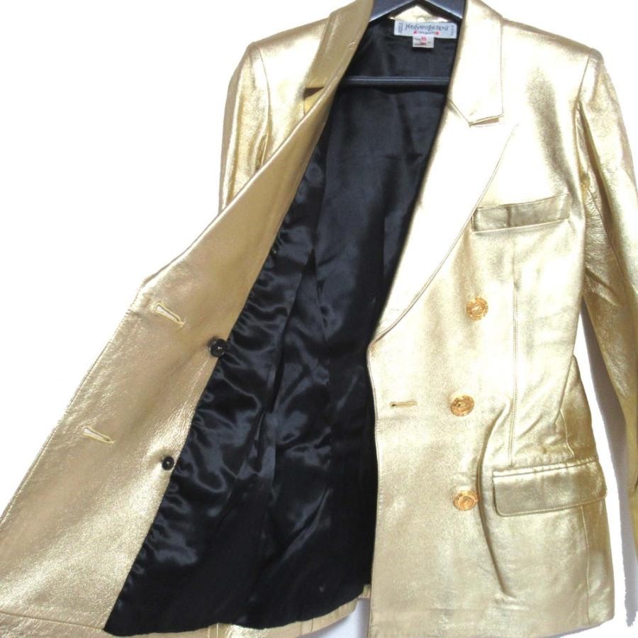 Giacca sartoriale Yves Saint Laurent pelle di agnello bottoni taglia 36 oro made in France
