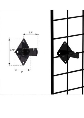 Gridwall Mount Brackets for Grid or Slatgrid Panels Box of 12 Pcs Black
