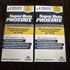 (2) New Super Beta Prostate Caplets - 120 Pc Total - EXP 2028. FAST SHIP!