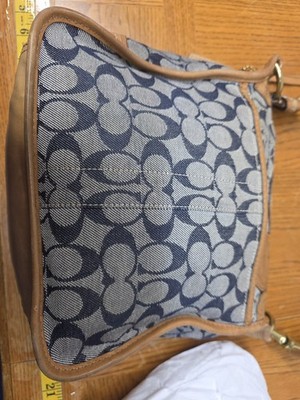 Coach Bleecker Denim Signature Vachetta Leather Floral Flap Bag