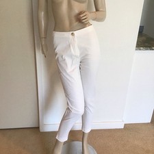 VTG Laurel Escada Polished Cotton White Stretch Slim Skinny Slacks Pants US 4 34