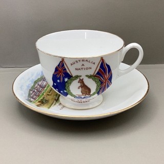 VTG Aynsley Porcelain Cup & Saucer 1927 Commemorative Canberra Capitol TE#8701