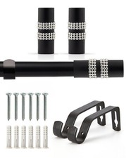 Extendable Curtain Poles with End Finials -1.2m-2.1m/1.6m-3m Diamante