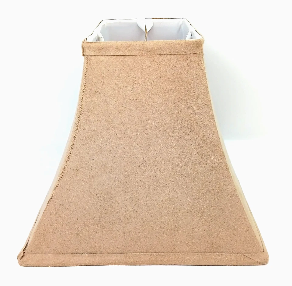 Abajur retangular sino camurça sintética marrom bronzeado sudoeste - Imagem 3 de 4