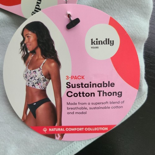 Kindly Yours Womens 3-Pack Sustainable Cotton Thong Panties Size XXXL (22) - Picture 6 of 8