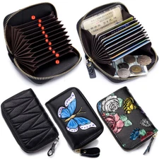 US RFID Blocking Wallet for Women Genuine Leather Card Holder Small Coin Purse