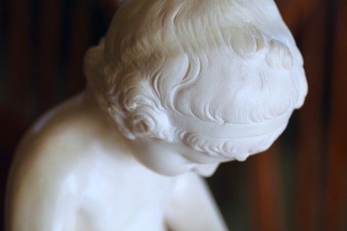 Scultura da lettura per bambini, "Enfant Lisant, XIX", scultura altezza 18", 21 libbre. - Foto 14 di 21