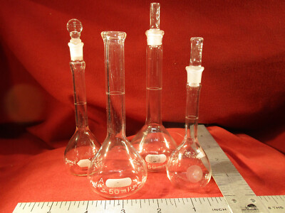 Volumetric Flasks set of 4 2-50ml 2-25ml class A 3 with ground glass stoppers