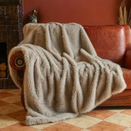 Plush Faux Fur Throw Blanket Luxury Thick Fluffy Blankets for 50
