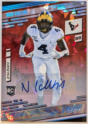 Panini Prestige 2021 Nico Collins Auto RC /10 - Jersey Match Blue Atomic MINT 