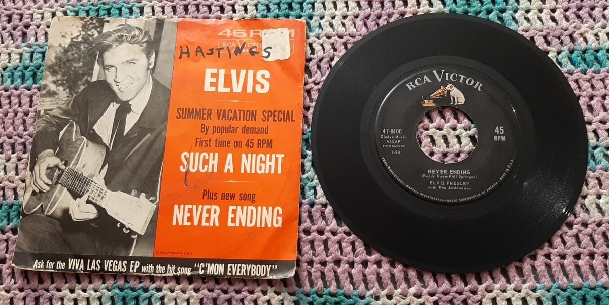 Elvis Presley 45 Such a Night Never Ending RCA Victor 47-8400