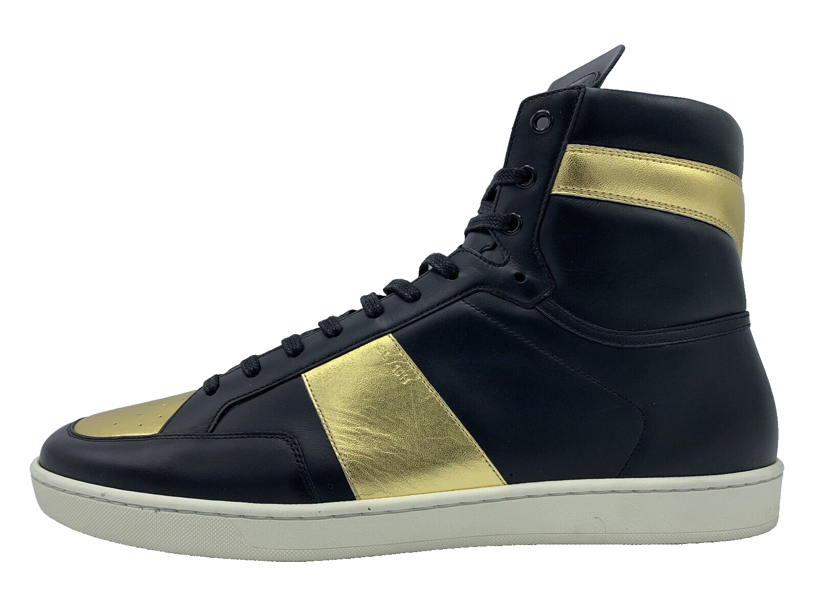 Sneakers alte Saint Laurent $750 in pelle nera US 17 EU 50 Made in Italy