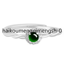 Certified Natural Burma Grade AAA Green Jade Jadeite 925Silver Women's Ring
