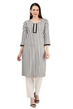 Indian Kurti With Pant Suit Straight Kurta Salwar Kameez Women-Green