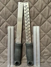 STAINLESS STEEL LONG HANDLED 2 pc. ZESTER GRATER SET WITH PROTECTIVE COVERS